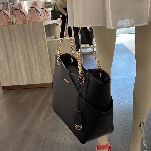 Michael Kors Jet Set Travel Large Chained Tote Shoulder Bag MK Black 
NWT - Picture 2 of 16